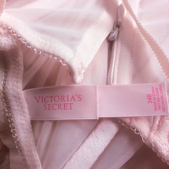 Victoria’s Secret Pink Lace Rhinestone Lingerie Garter Hooks Fairy Coquette 34B - Picture 3 of 7